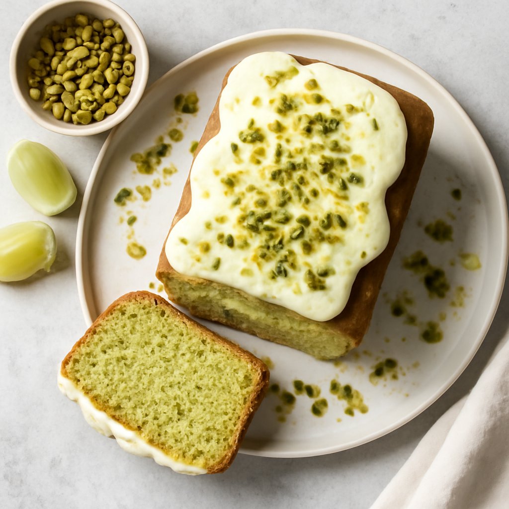 Plumcake al pistacchio con crema al lime