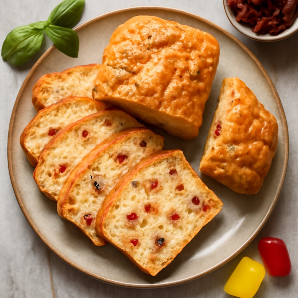 Plumcake salato di pollo, pomodori secchi e peperoni