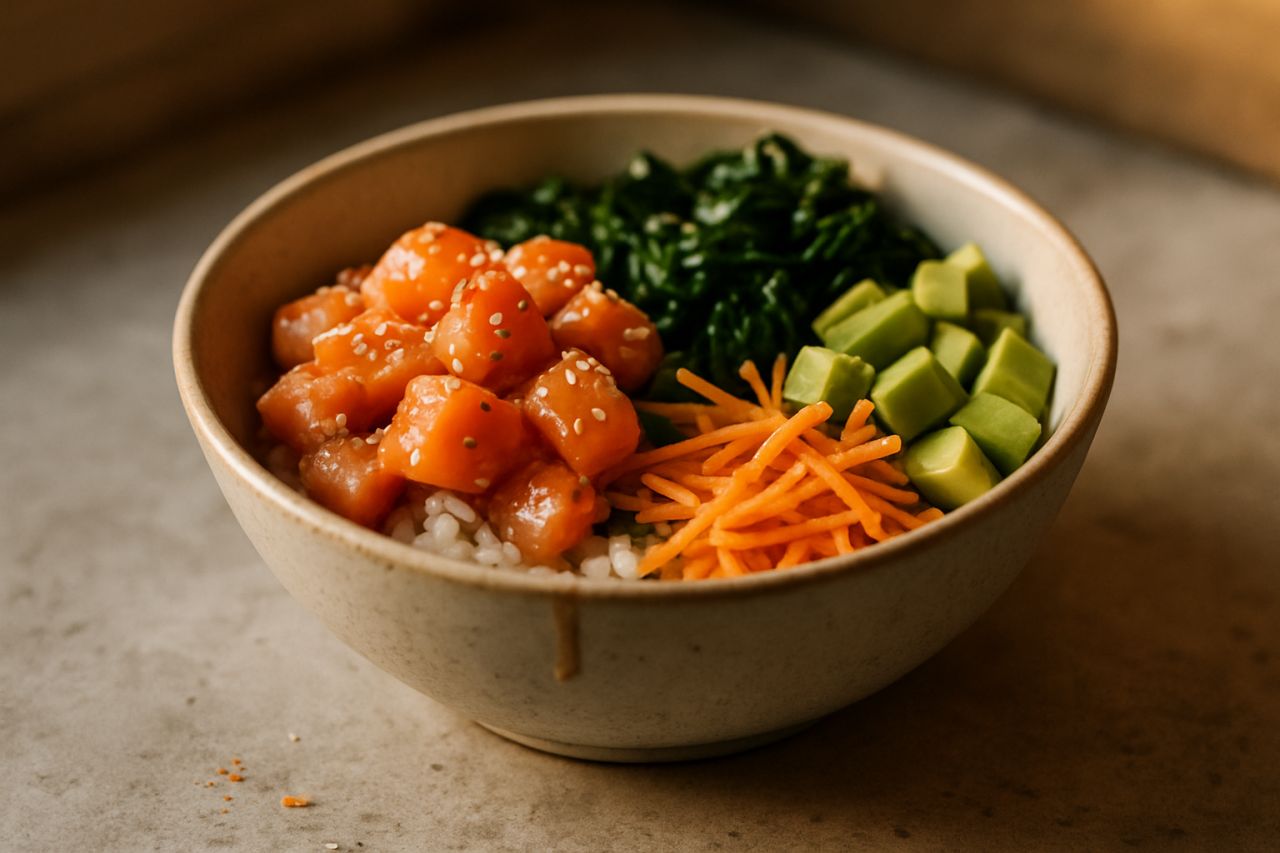 Poke Bowl di Salmone e Spinaci