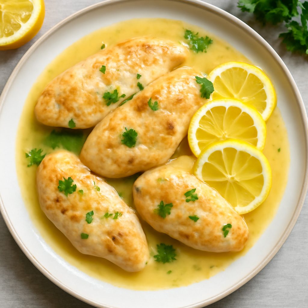 Pollo con salsa al limone e vino bianco