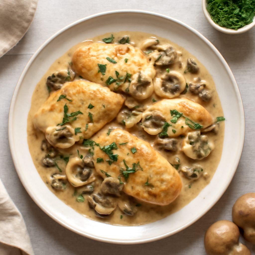 Pollo in salsa ai funghi