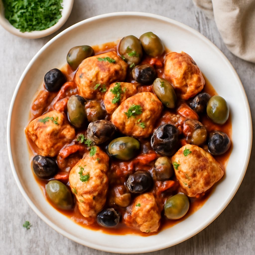 Pollo, pancetta e olive