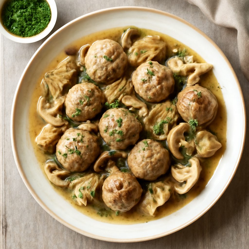 Polpette di carne, funghi e carciofi
