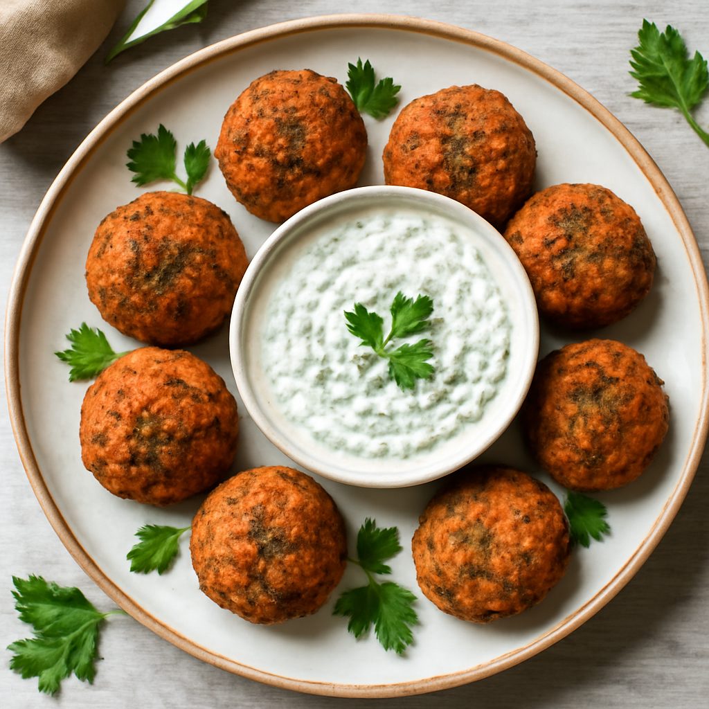 Polpette di fagioli con salsa yogurt alle erbe
