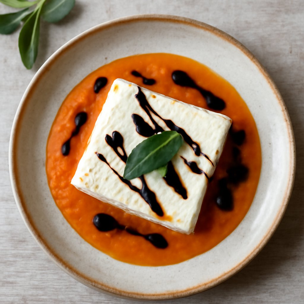 Quartirolo con salsa ai cachi e aceto balsamico