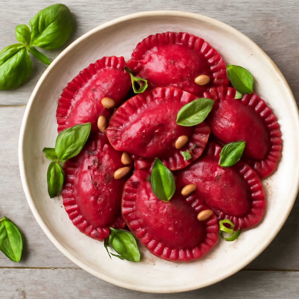 Ravioli di barbabietola (vegan)