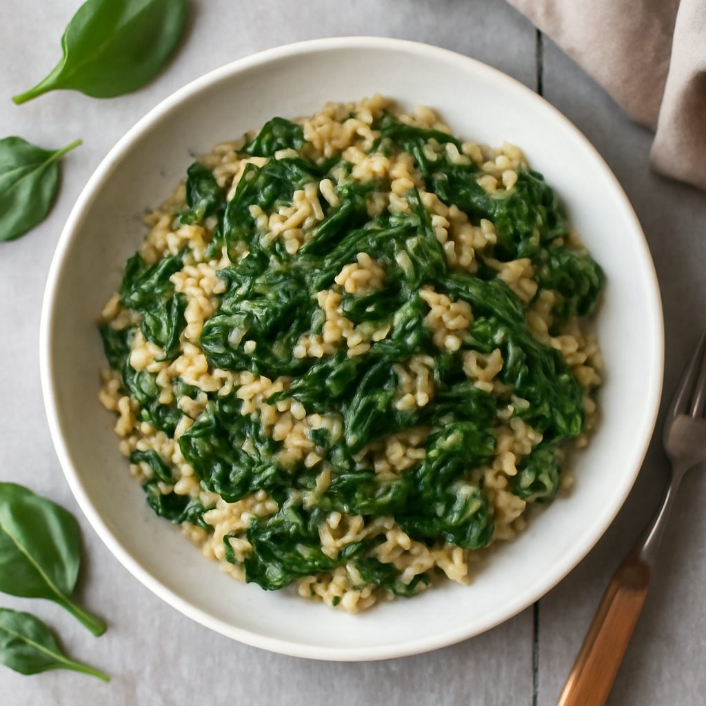 Riso integrale con spinaci (per 2 persone)