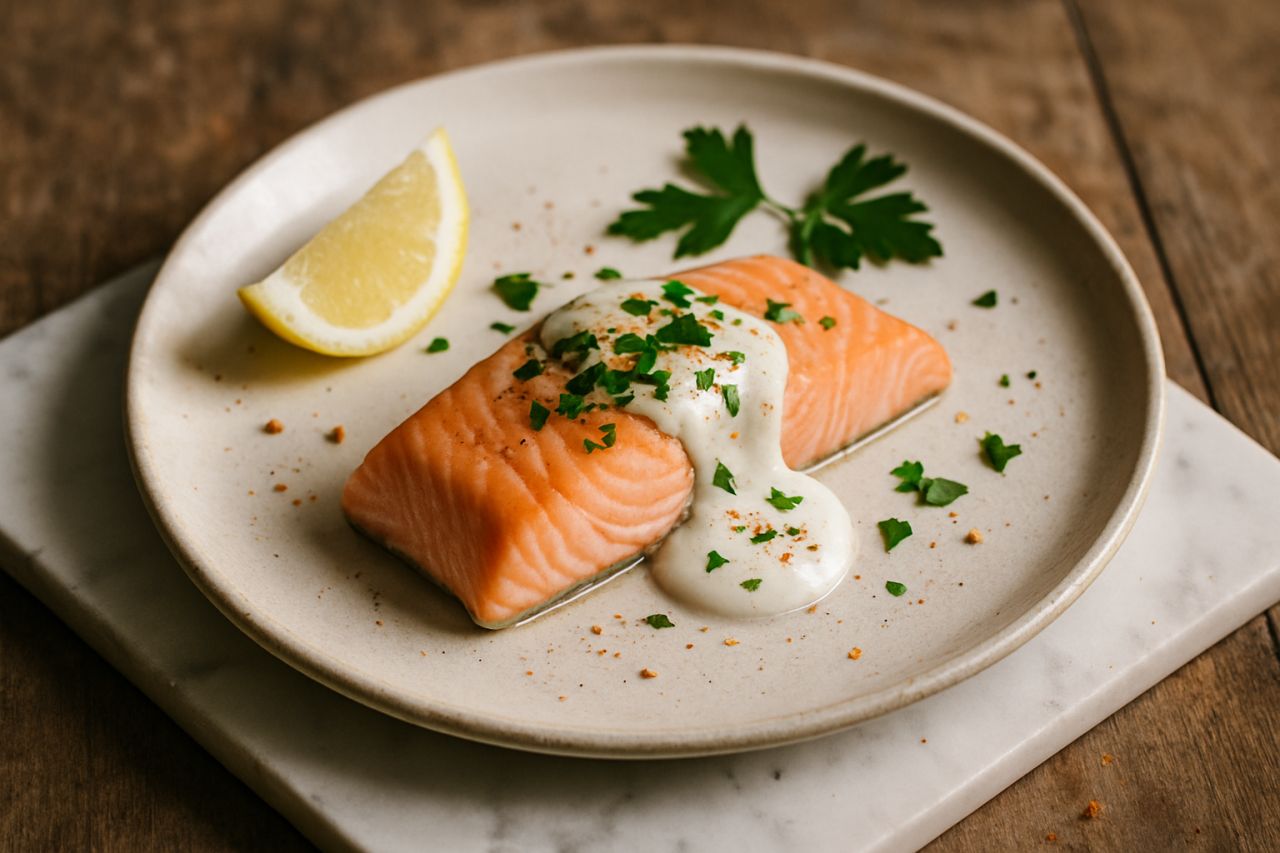 Salmone al Vapore alla Salsa di Yogurt