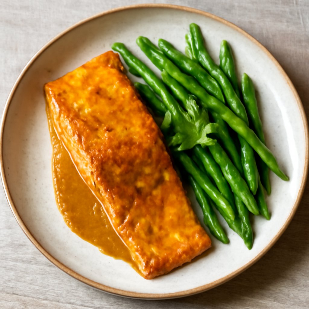 Salmone glassato al curry con fagiolini (per 2 persone)