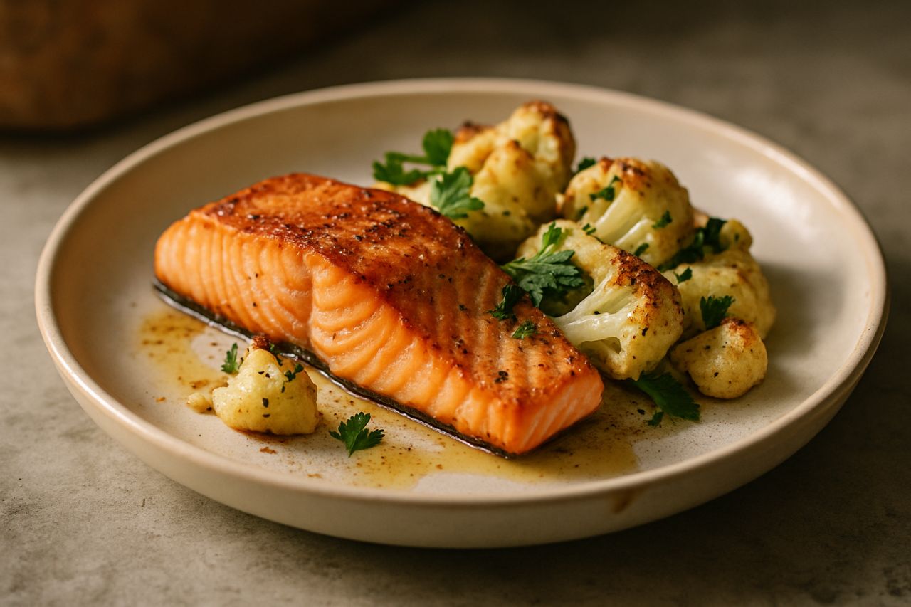 Salmone Saltato con Cavolfiore