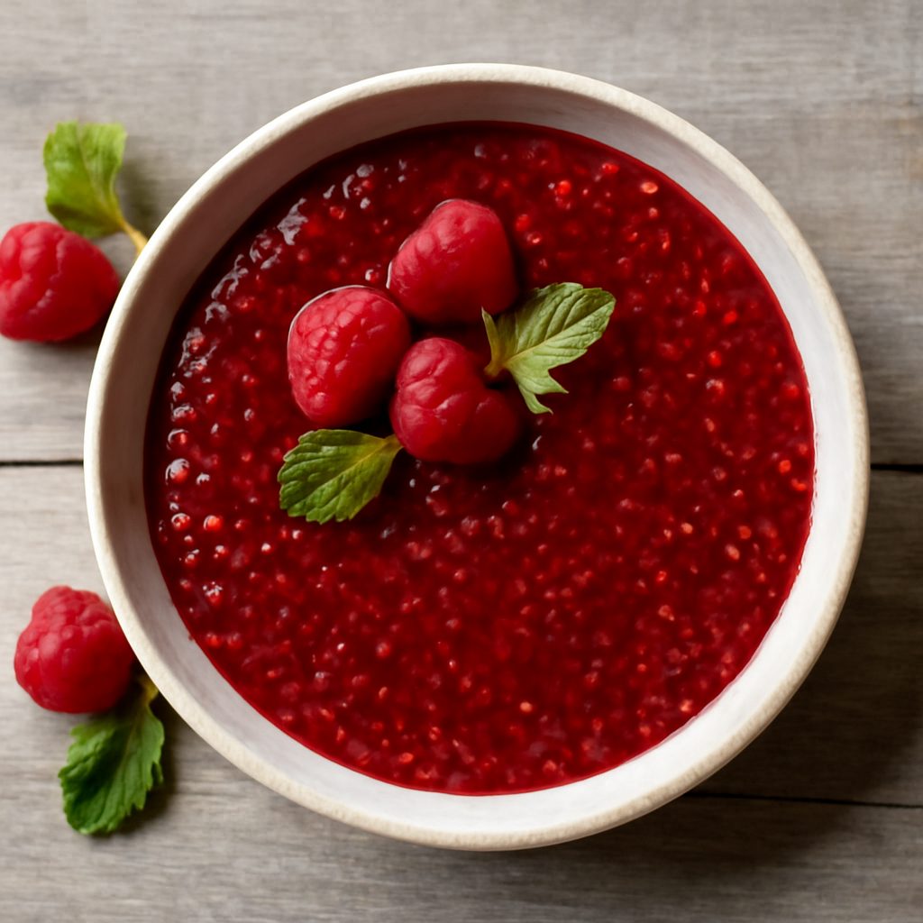 Salsa ai lamponi, semi di chia e stevia