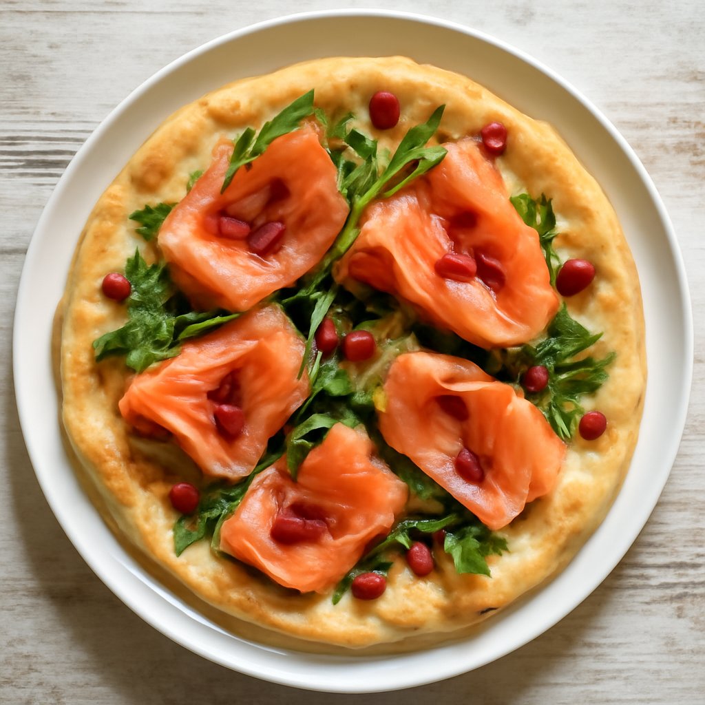 Schiacciata con salmone affumicato e bacche di goji