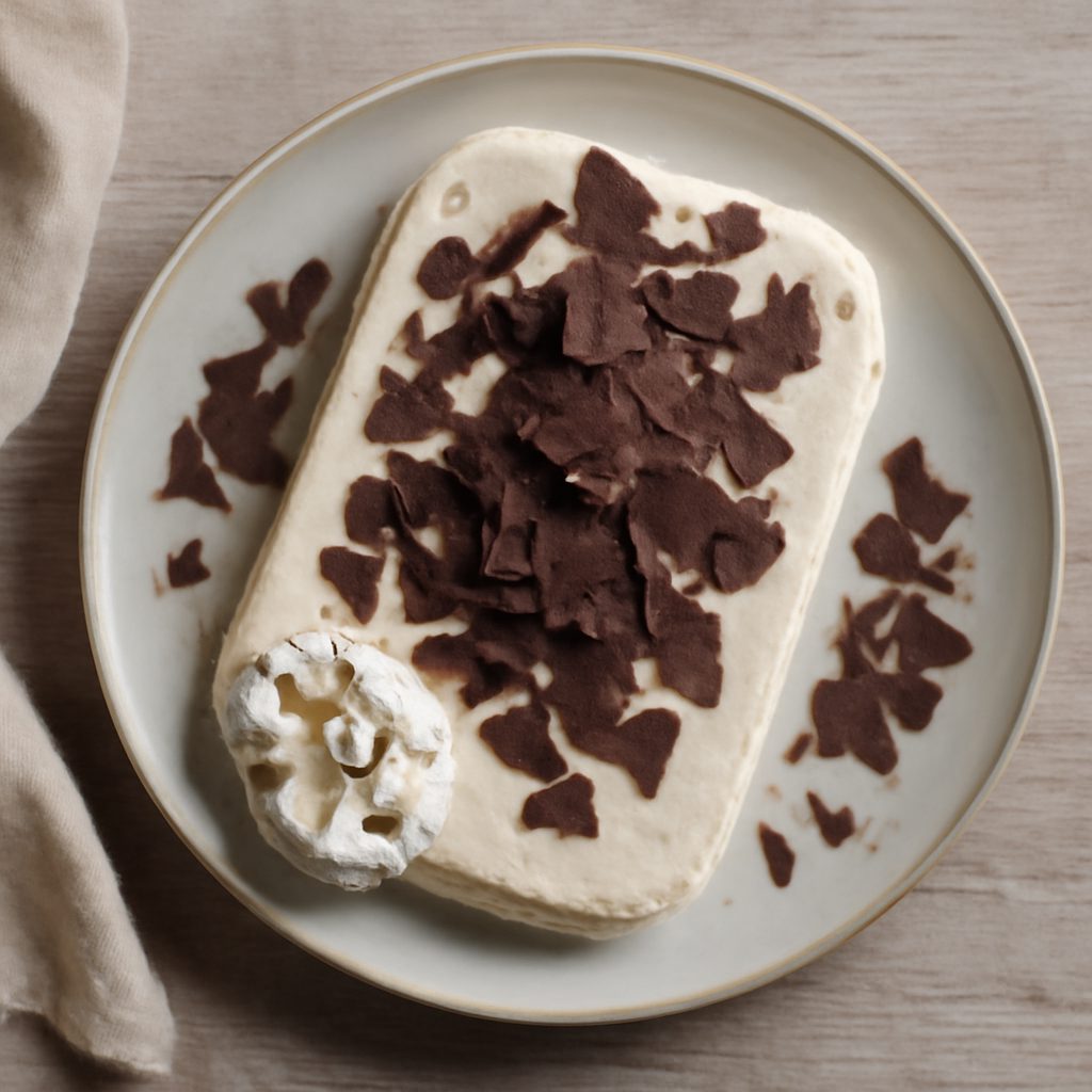 Semifreddo alla panna con lamine di cioccolato