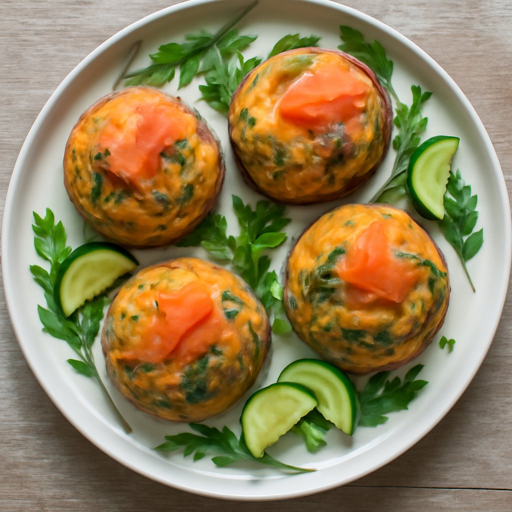 Semisfere di frittata con salmone affumicato e verdure