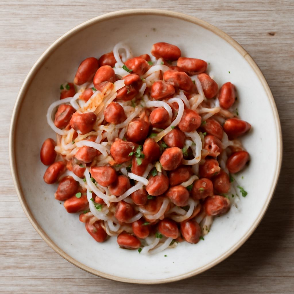 Shirataki di konjac al timo, borlotti e speck (senza glutine)
