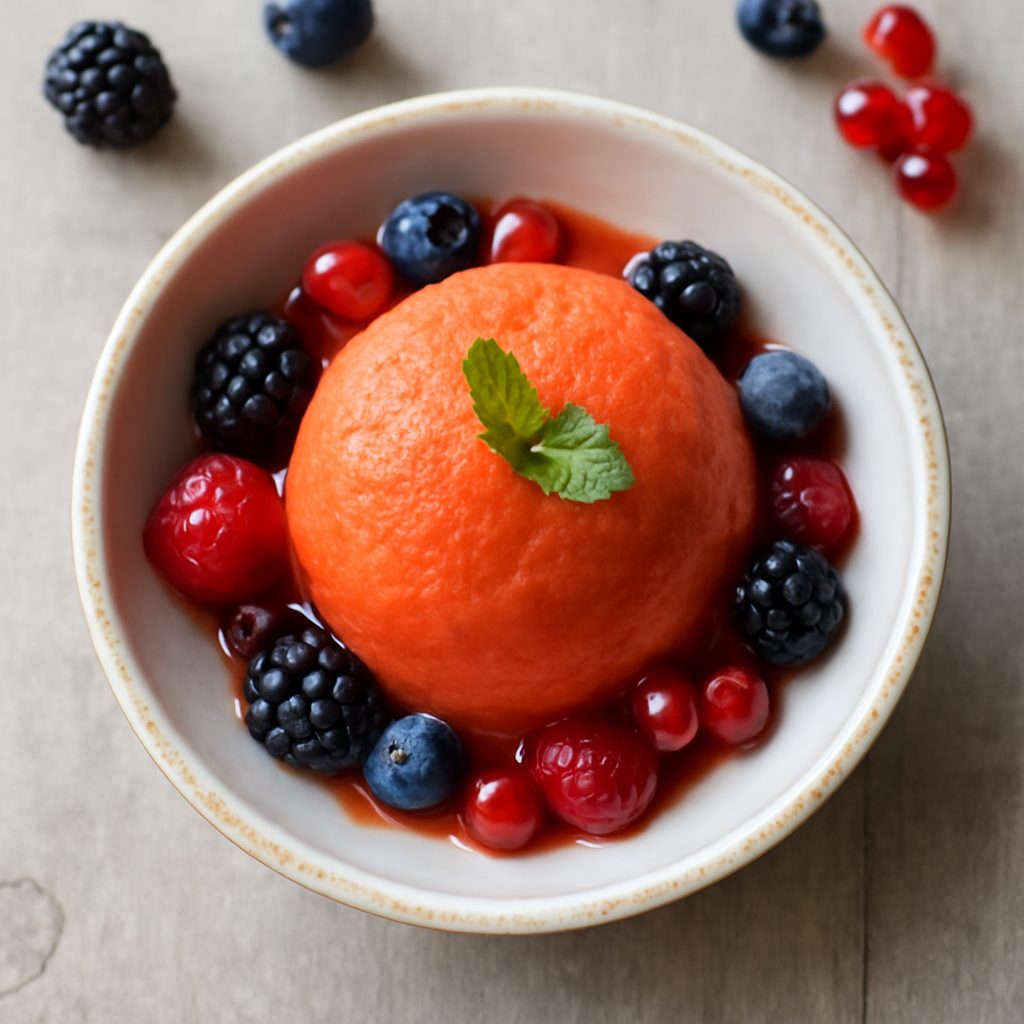 Sorbetto con bitter alcolico e frutti di bosco