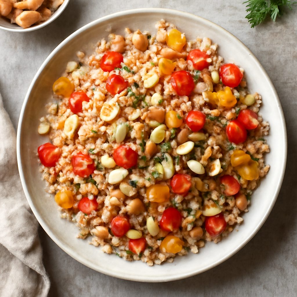 Sorgo con mandorle e peperoni (vegan)