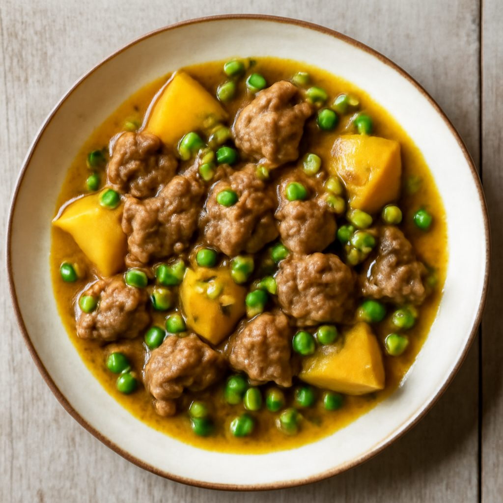 Spezzatino di agnello con patate e piselli