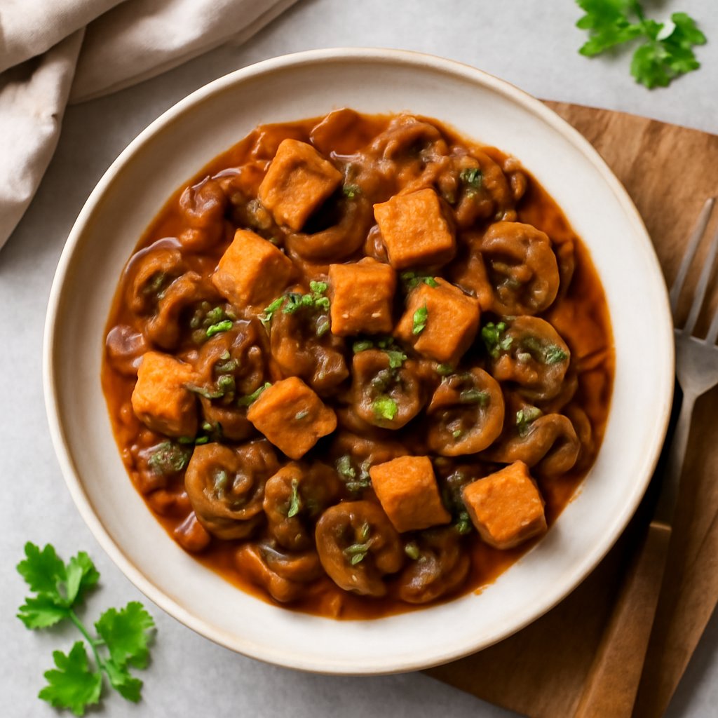 Spezzatino di tofu e funghi (vegan)