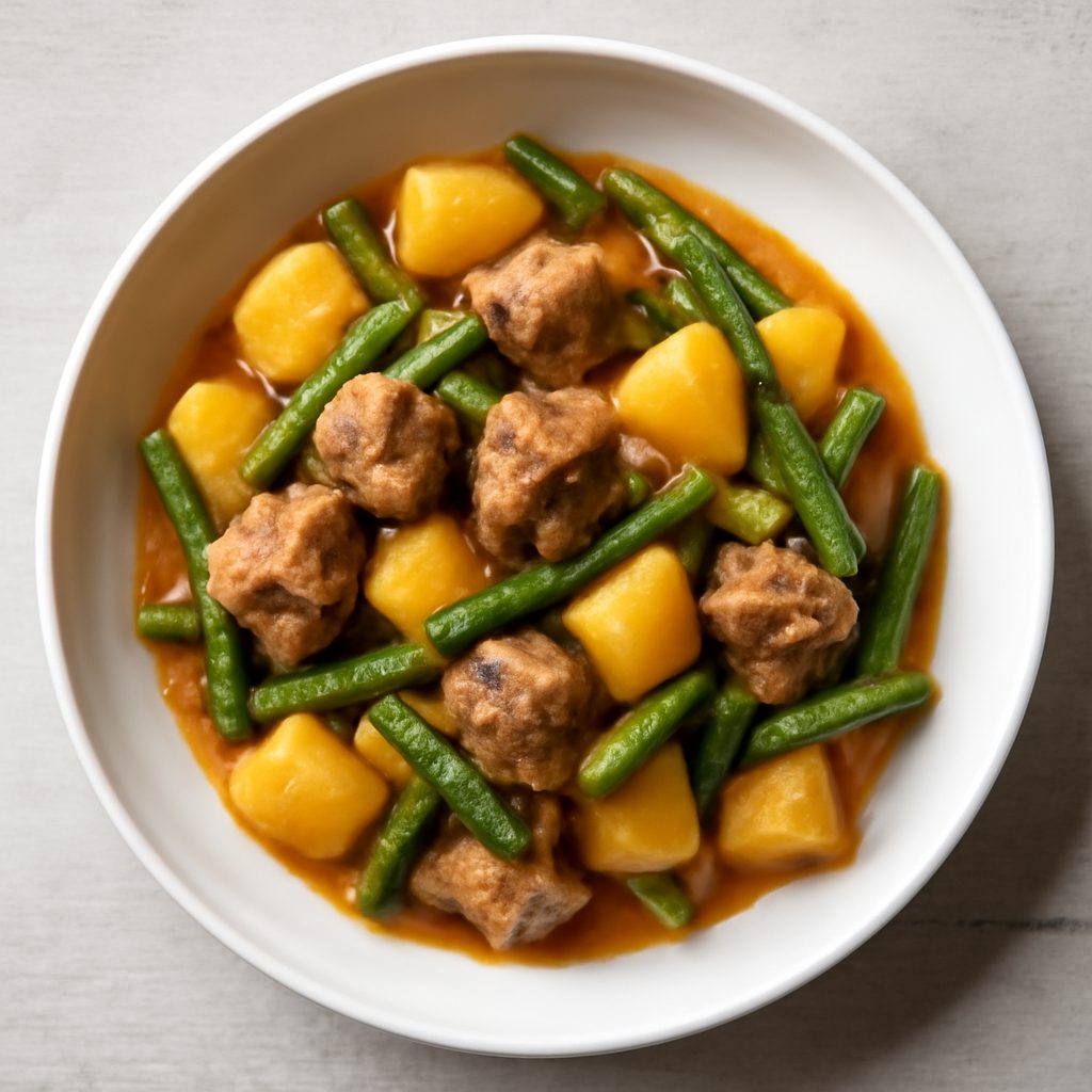 Spezzatino di vitello con patate e fagiolini