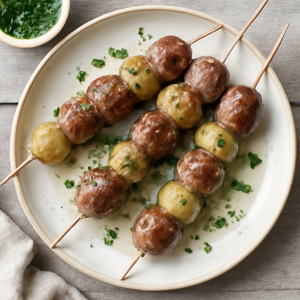 Spiedini di salsiccia e uva