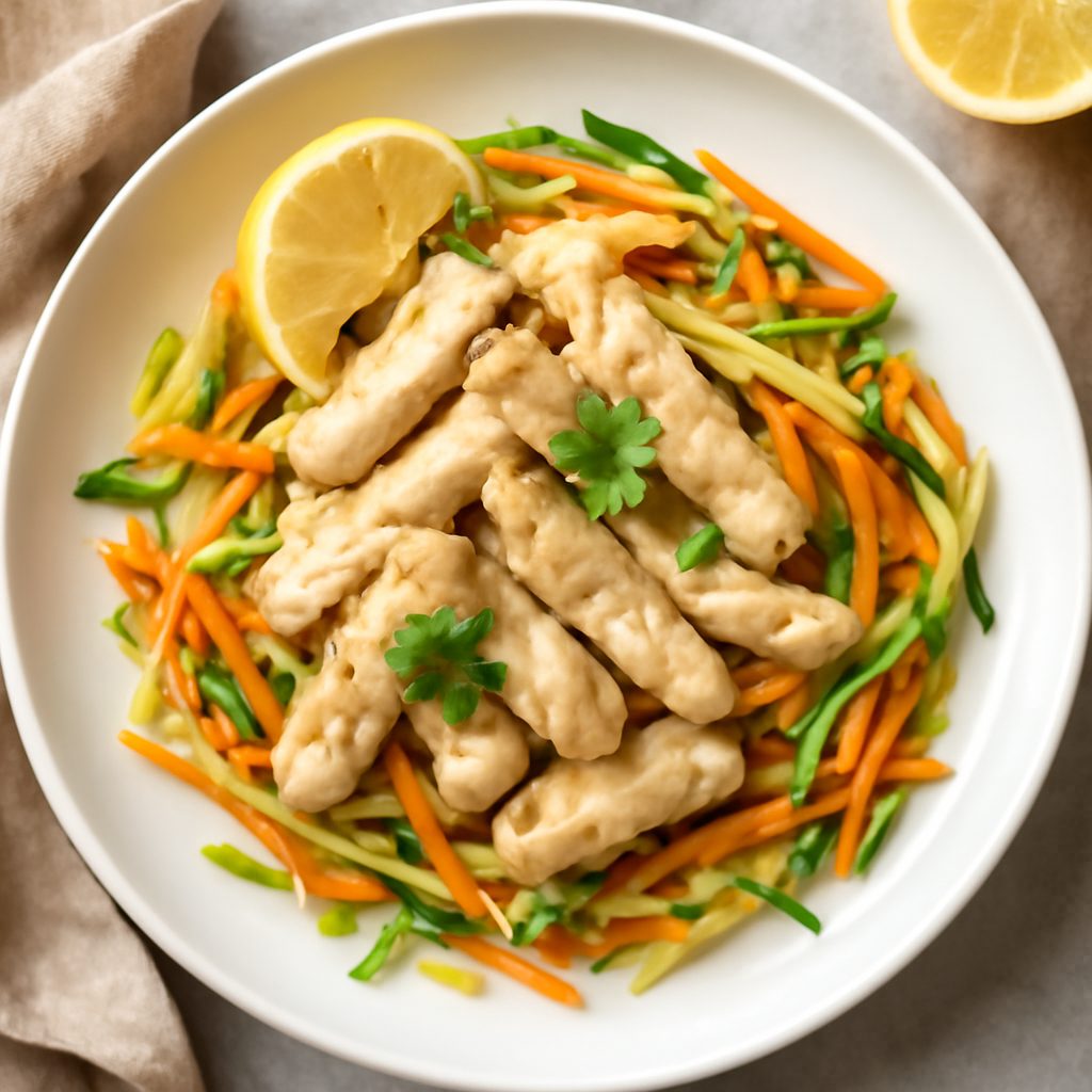 Straccetti di tacchino al limone con julienne di verdure