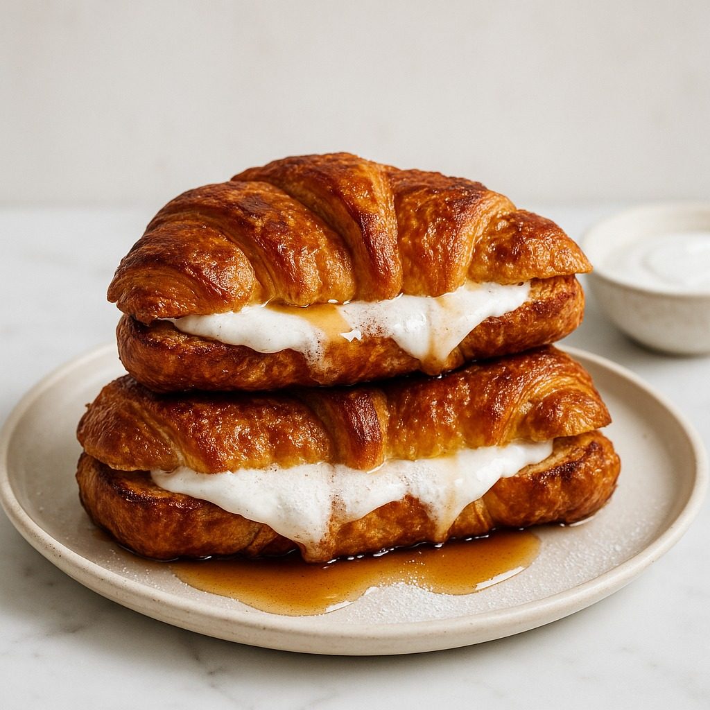 Stuffed Croissant French Toast with Marshmallow Creme
