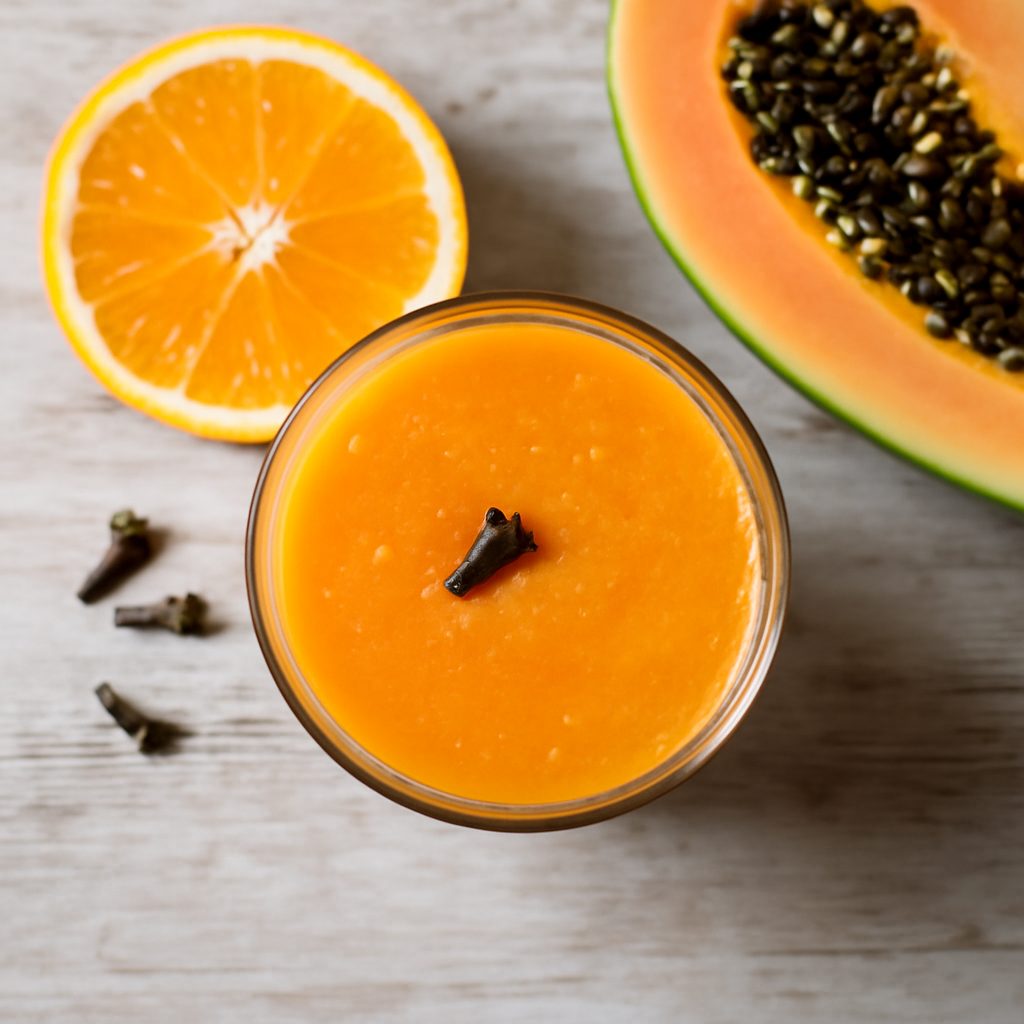 Succo d'arancia, papaya e chiodi di garofano