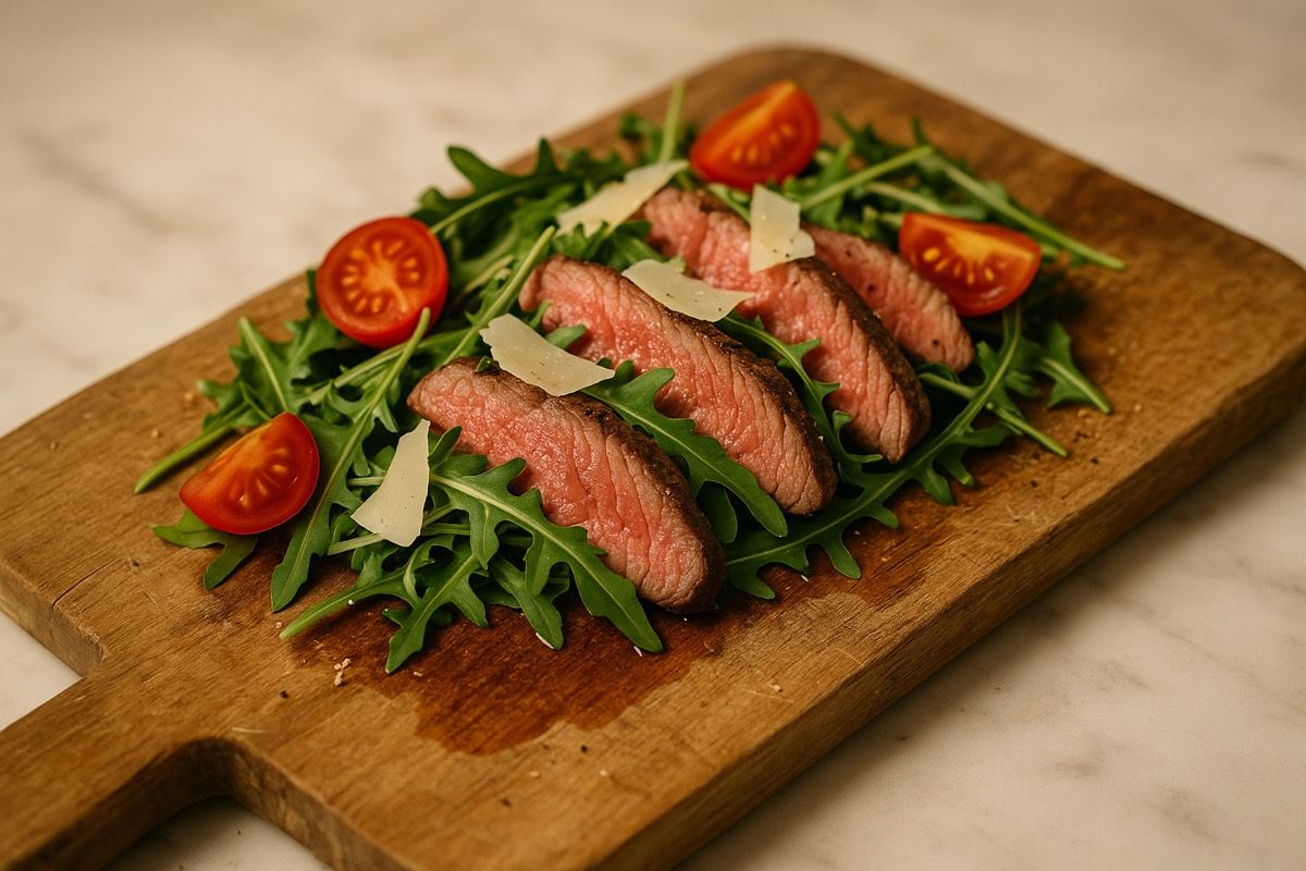 Tagliata di Manzo su Letto di Rucola