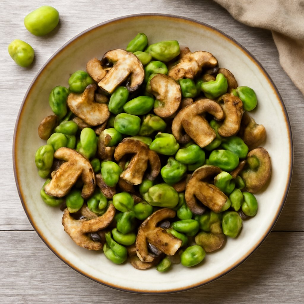 Tegamini fave e funghi