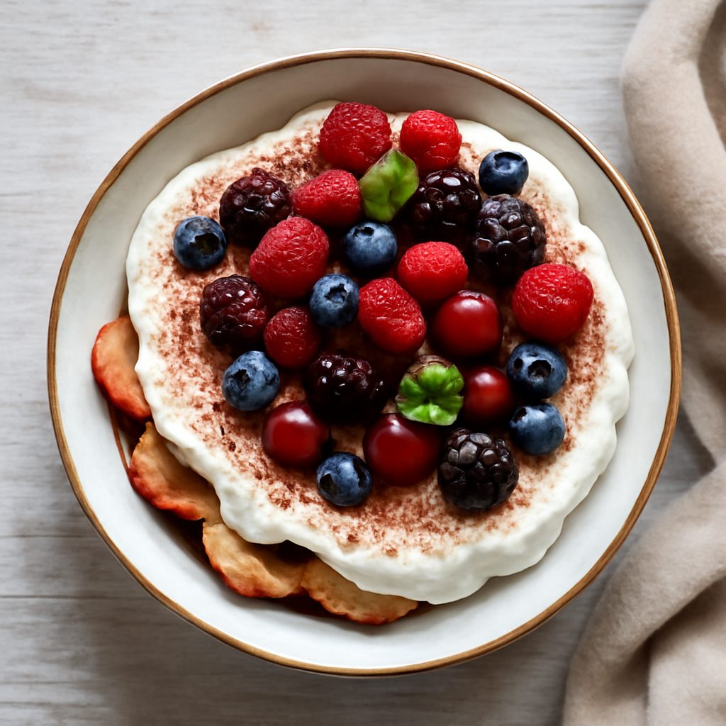 Tiramisù yogurt greco e frutti di bosco