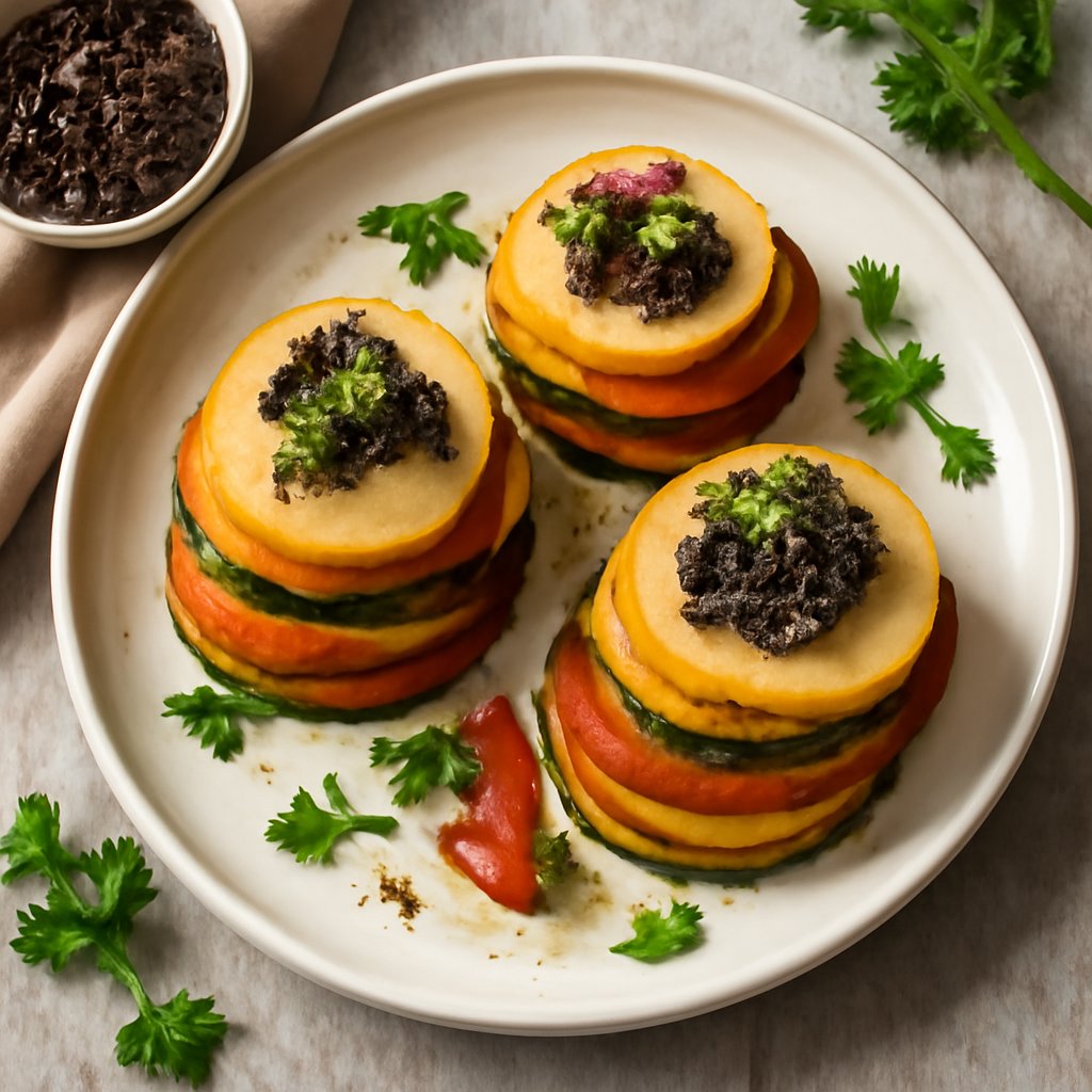 Torrette di verdure arrosto con mele e tapenade