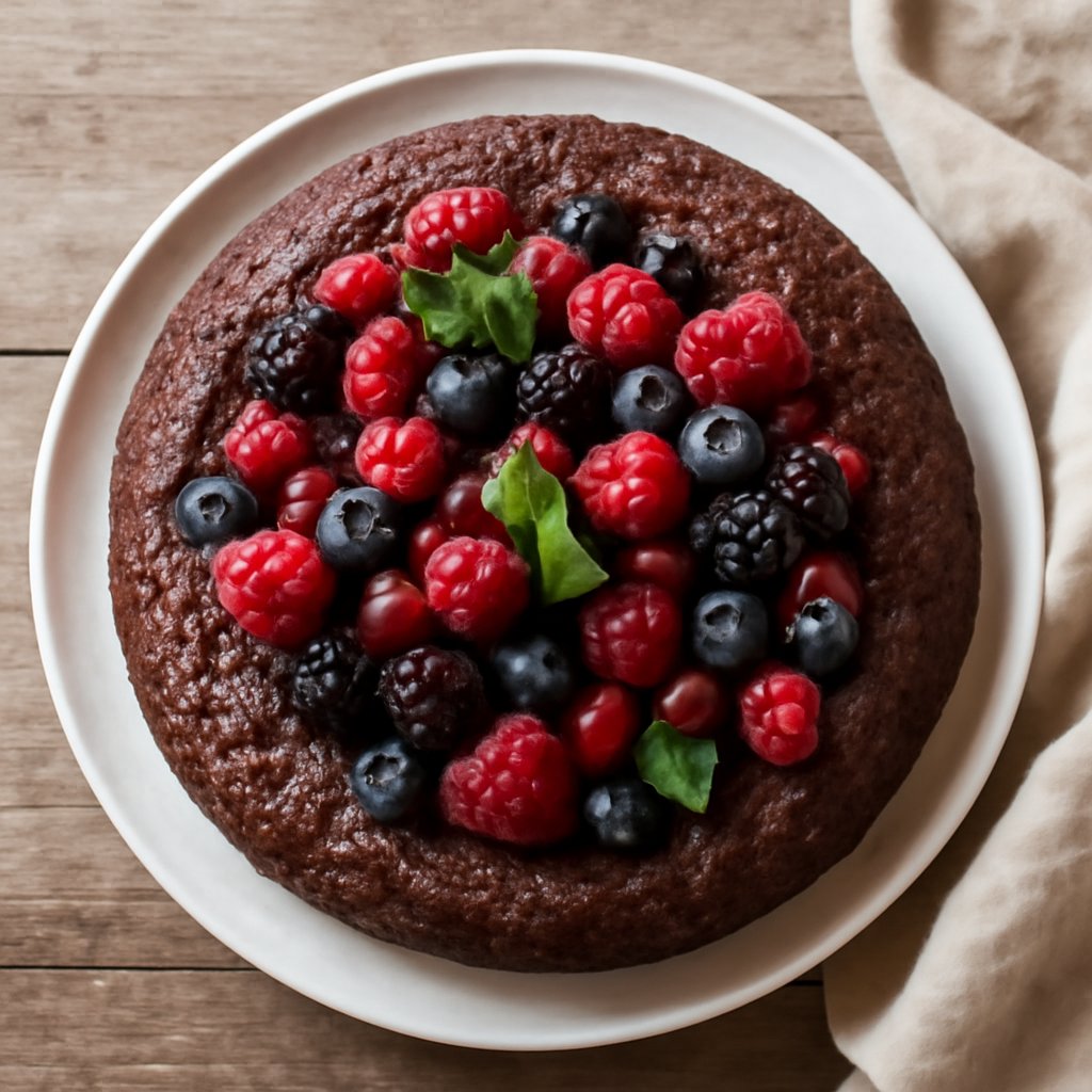 Torta cioccolato e frutti di bosco con farina di riso