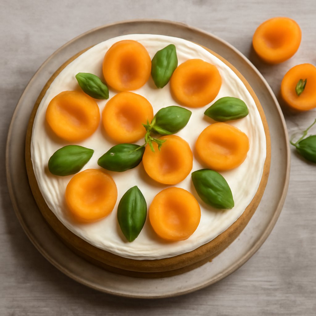 Torta con frosting al formaggio e albicocche decorate
