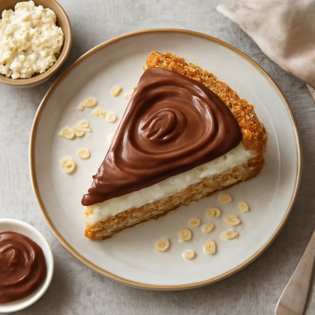 Torta di avena con ricotta e crema gianduia