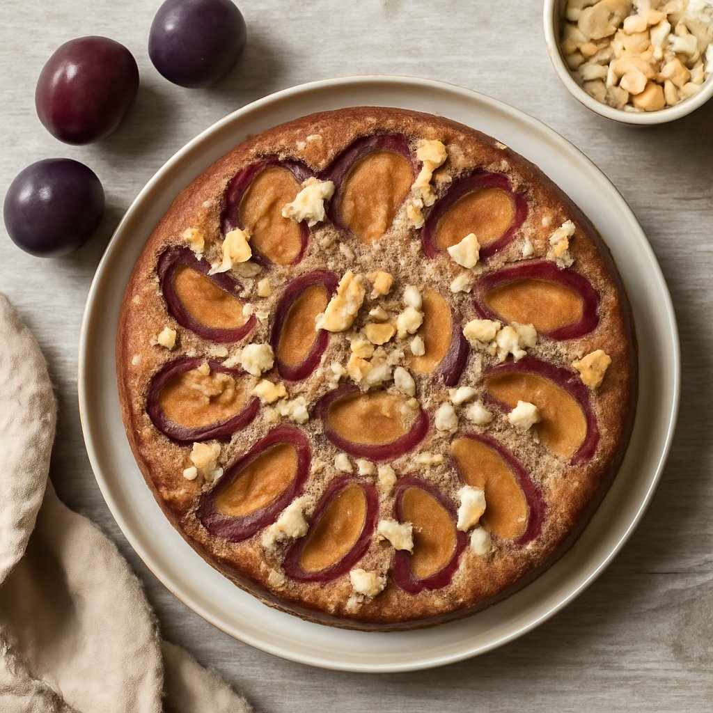Torta di farro alle mandorle e prugne