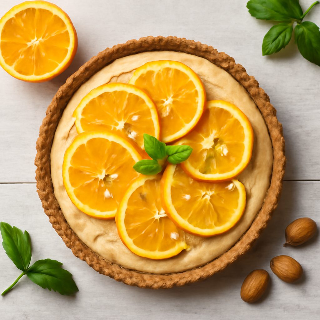 Torta raw all'arancia e mandorle
