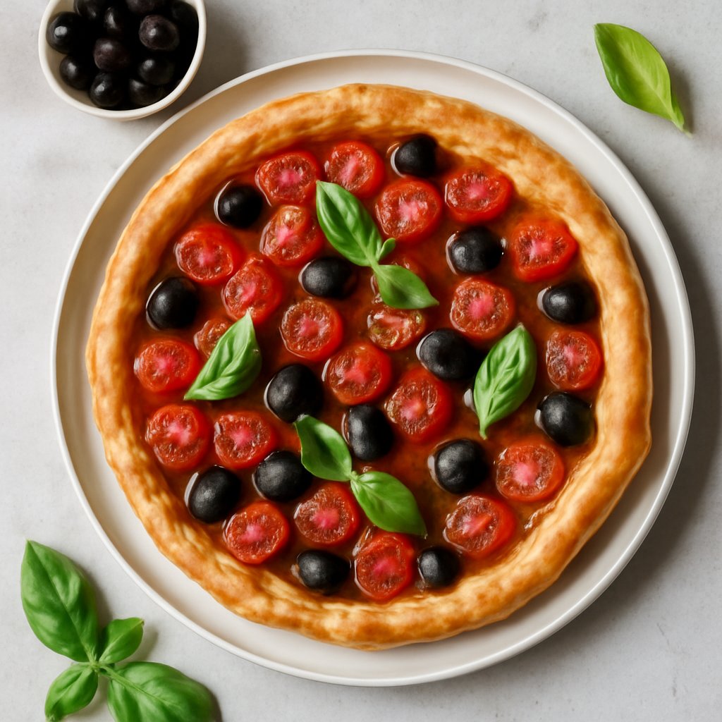 Torta salata con pomodorini e olive