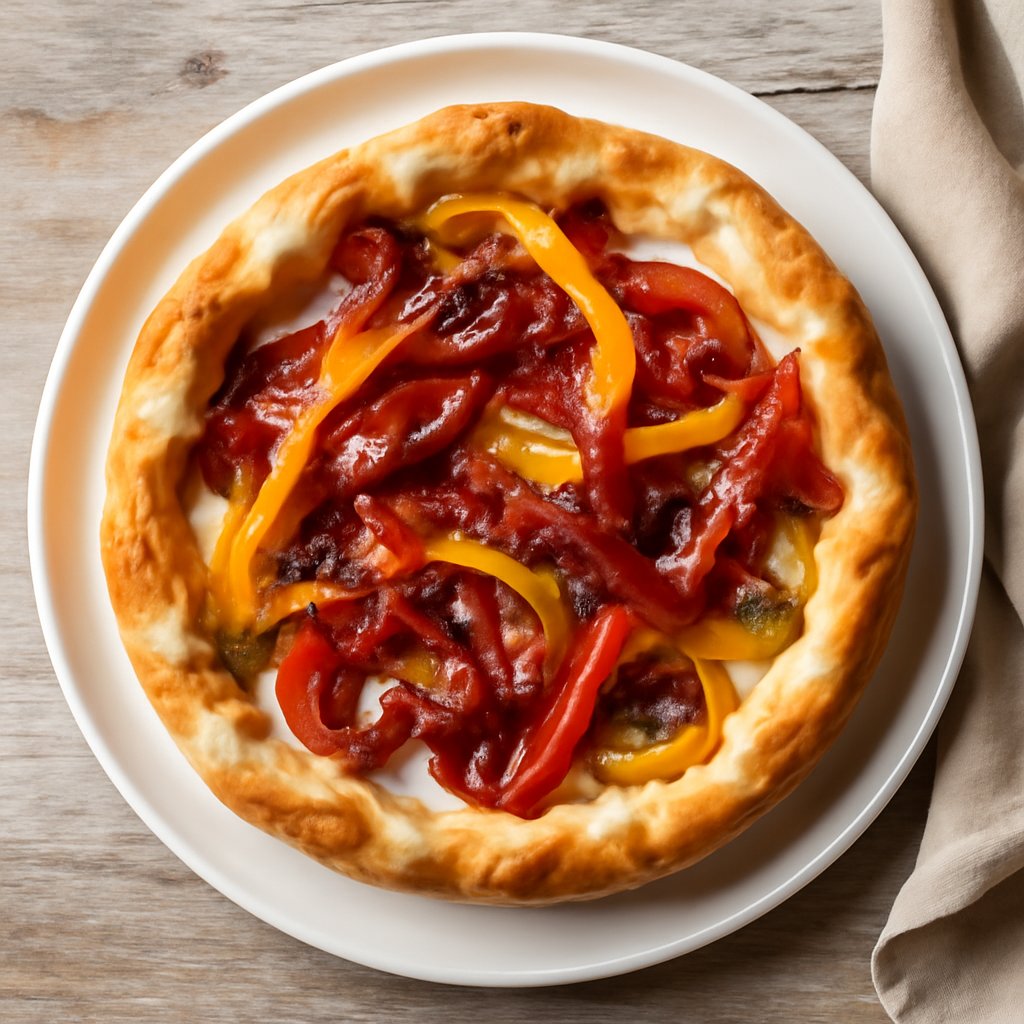 Torta salata con provola, peperoni, ricotta e speck