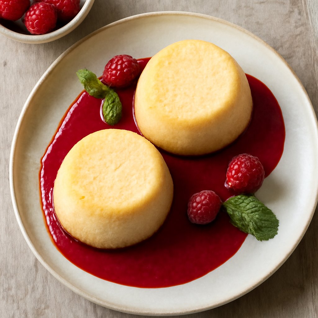 Tortini alla vaniglia e coulis di lamponi (robot da cucina Friend)