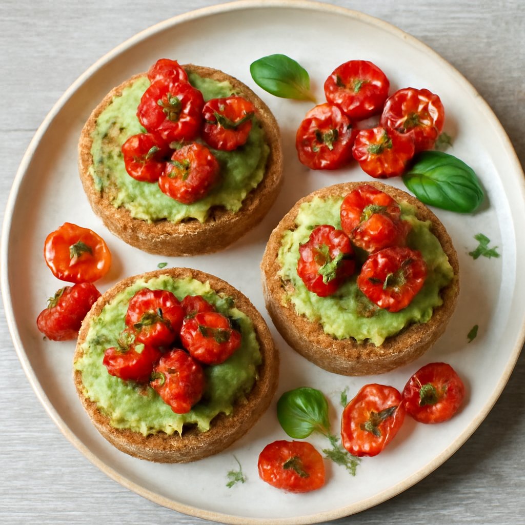 Tortini di quinoa con avocado e pomodorini confit