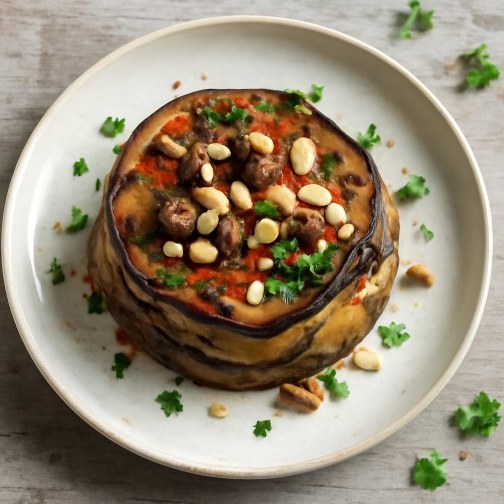 Tortino di melanzane con uvetta e pinoli