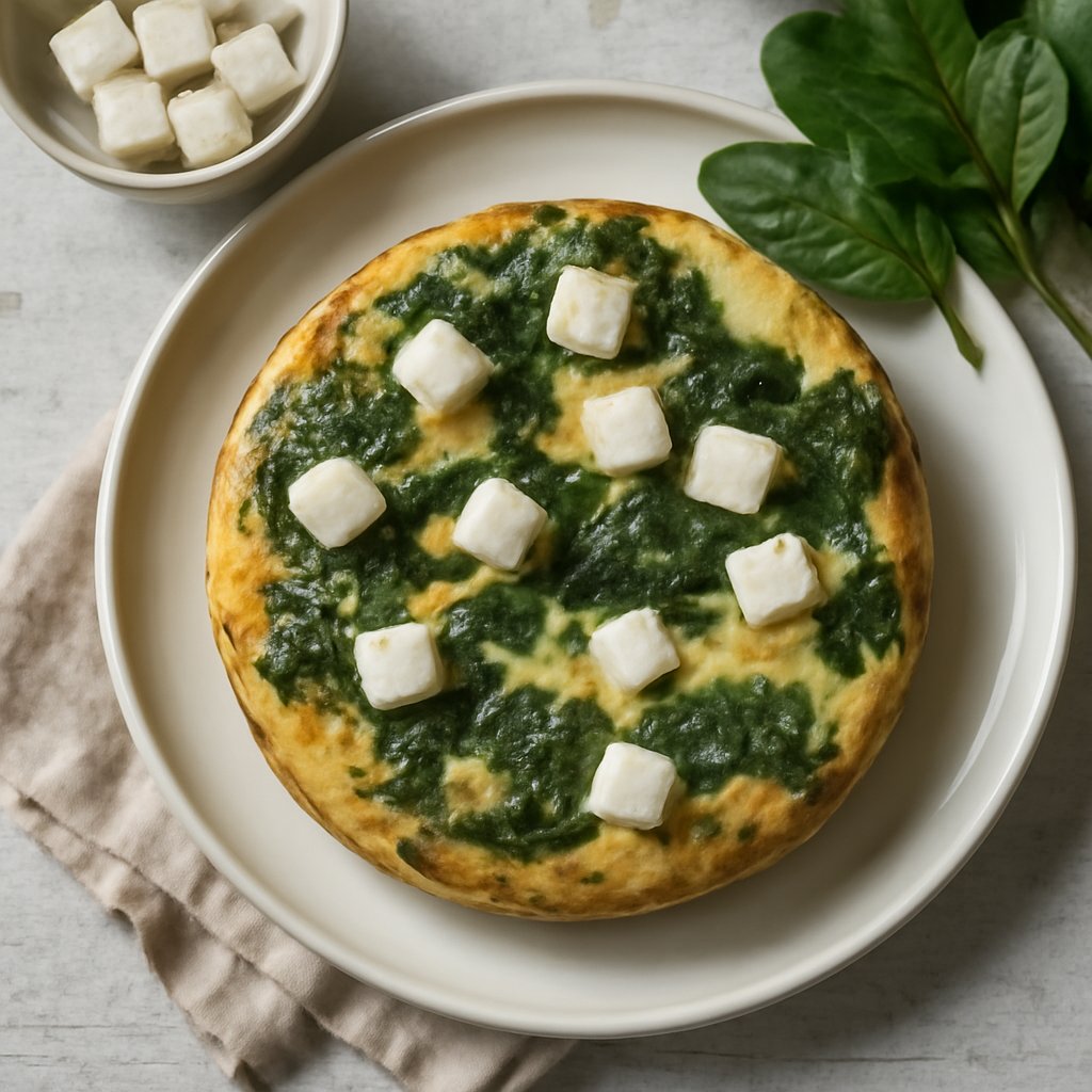 Tortino di uova e quartirolo con spinaci