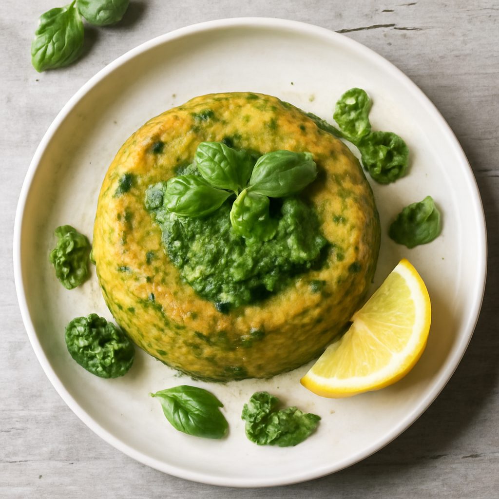 Tortino di zucchine con pesto di basilico e limone