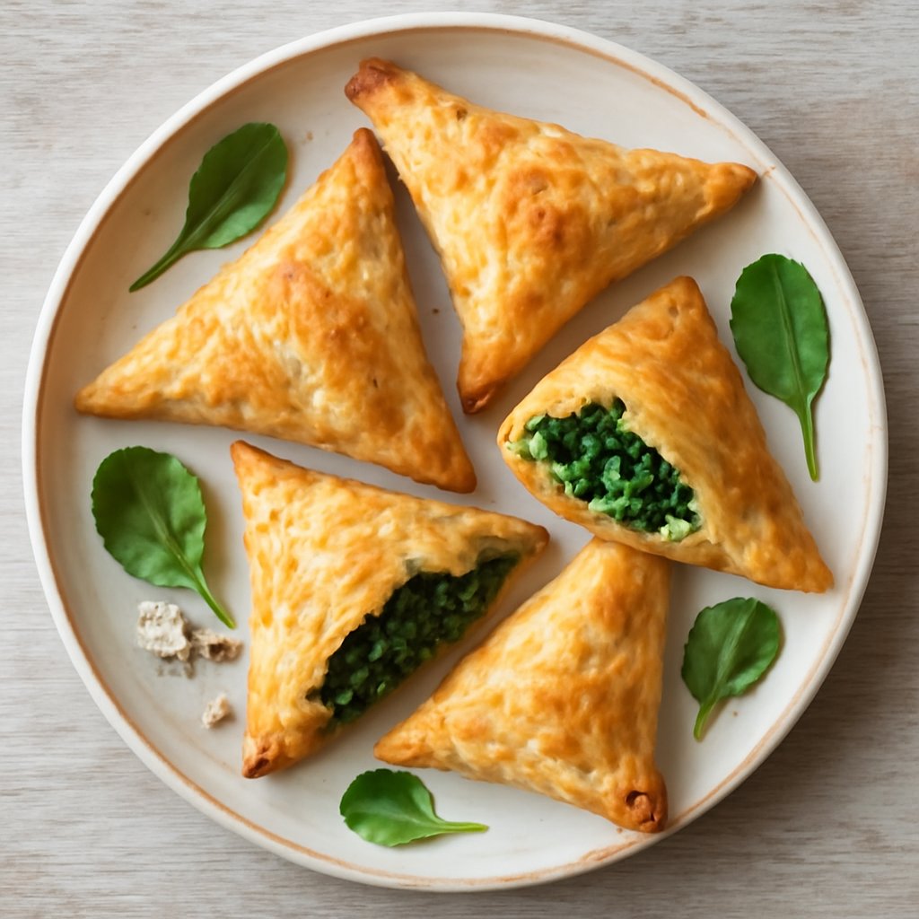 Triangoli di sfoglia agli spinaci e Roquefort