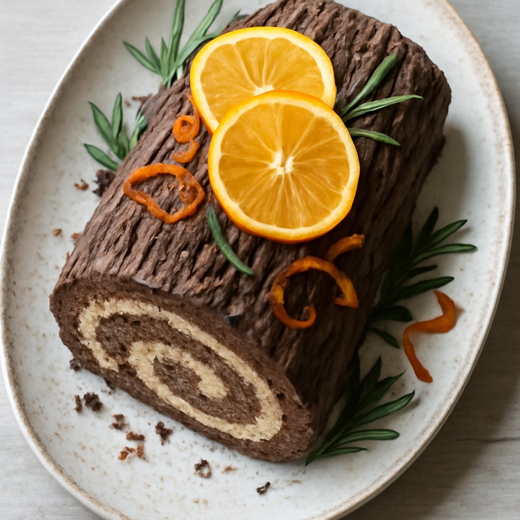 Tronchetto di Natale al cioccolato e arancia
