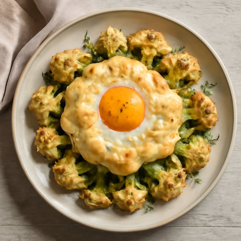 Uovo nuvola con cavolfiori