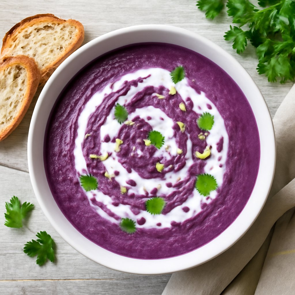 Vellutata al cavolo viola e kefir