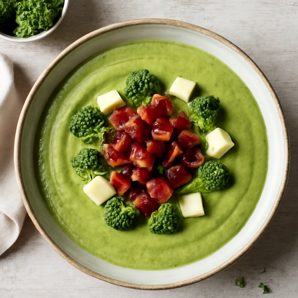 Vellutata di broccoli con speck e Asiago