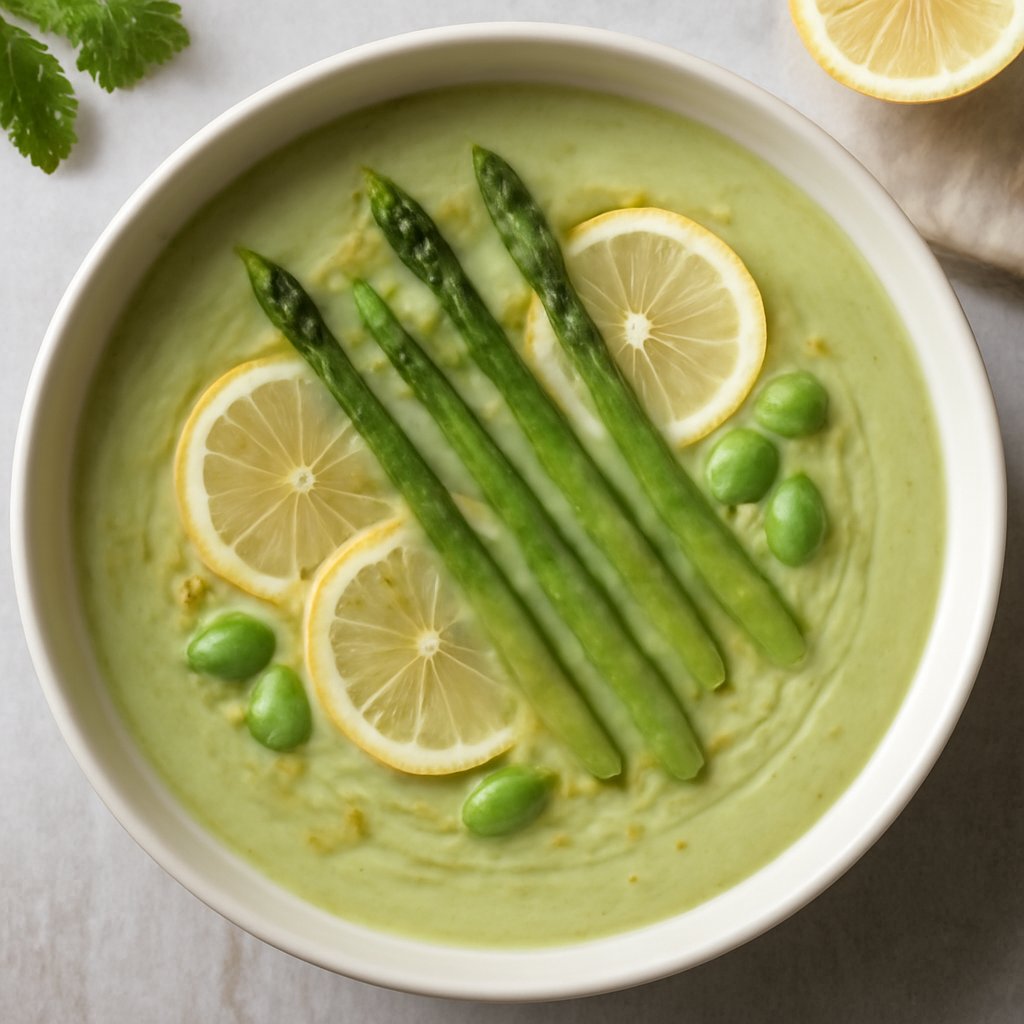 Vellutata di fave, asparagi e limoni